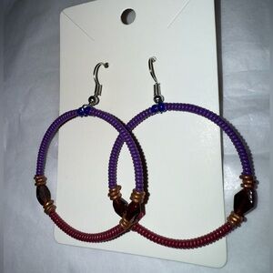 Purple and Red Hoop Earrings Pair